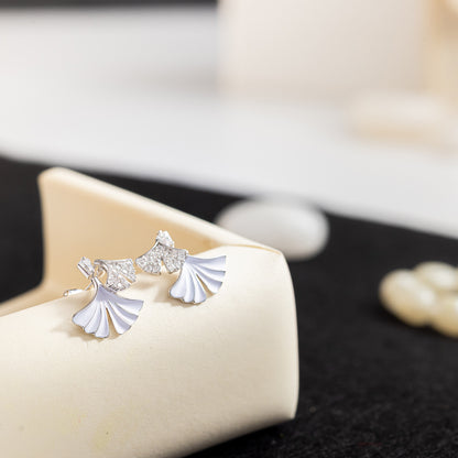 Enamel & Ice Leaf Earrings