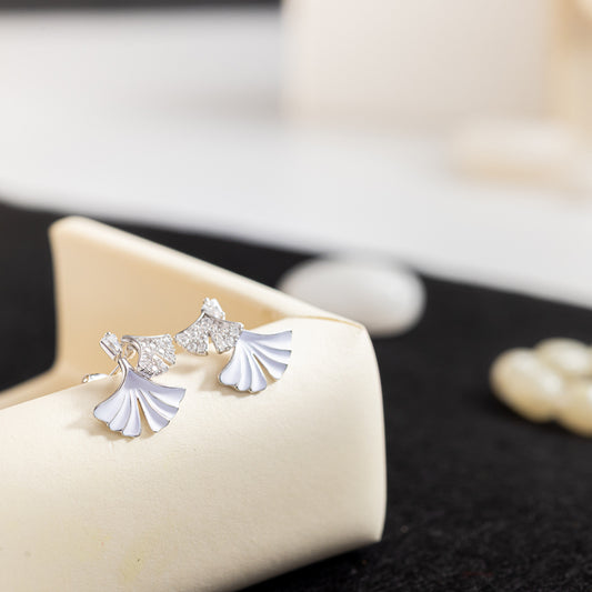 Enamel & Ice Leaf Earrings