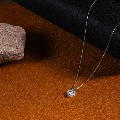 Silver Solitaire Heart Necklace