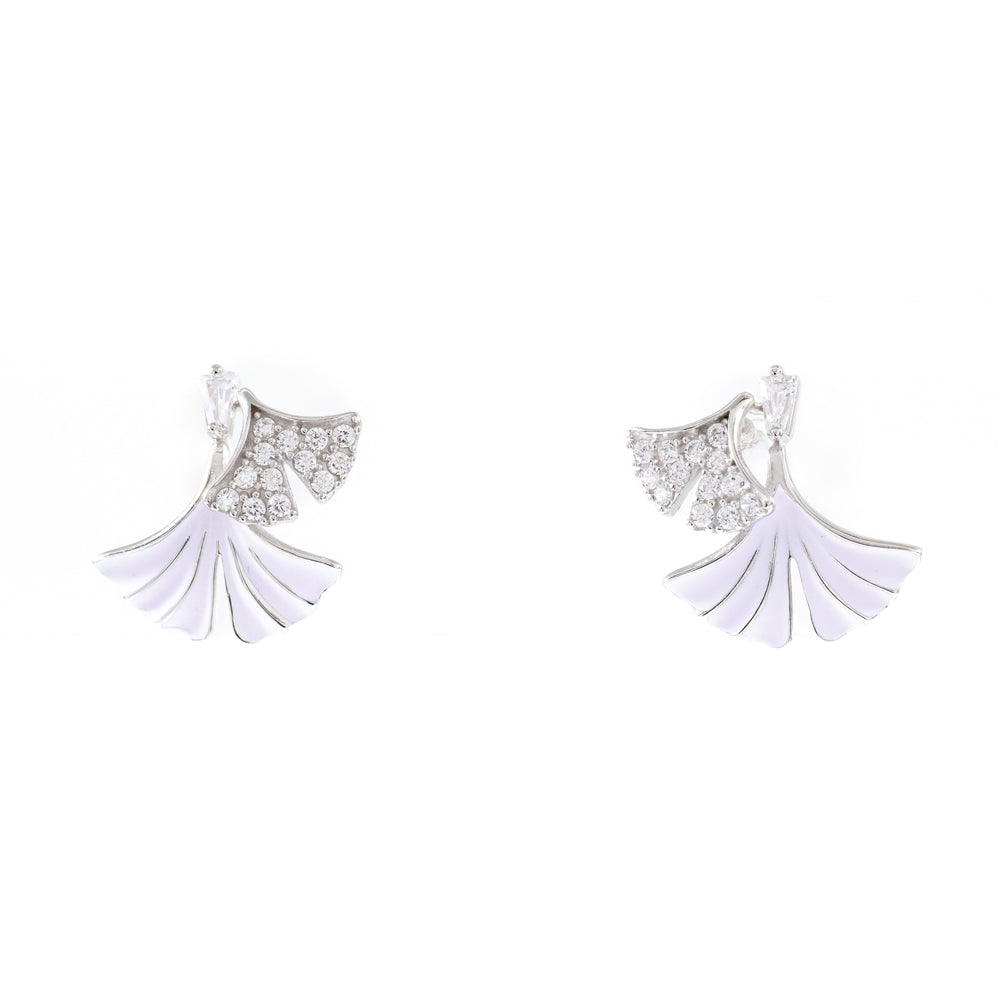 Enamel & Ice Leaf Earrings