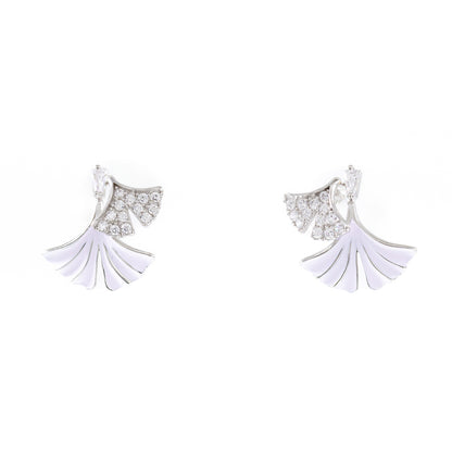 Enamel & Ice Leaf Earrings