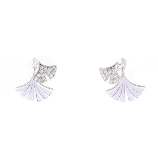 Enamel & Ice Leaf Earrings