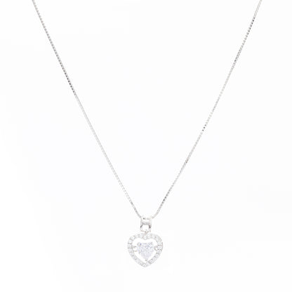 Silver Solitaire Heart Necklace